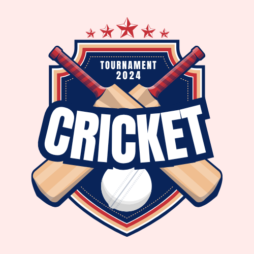 Red and Blue Illustrative Cricket Club Logo